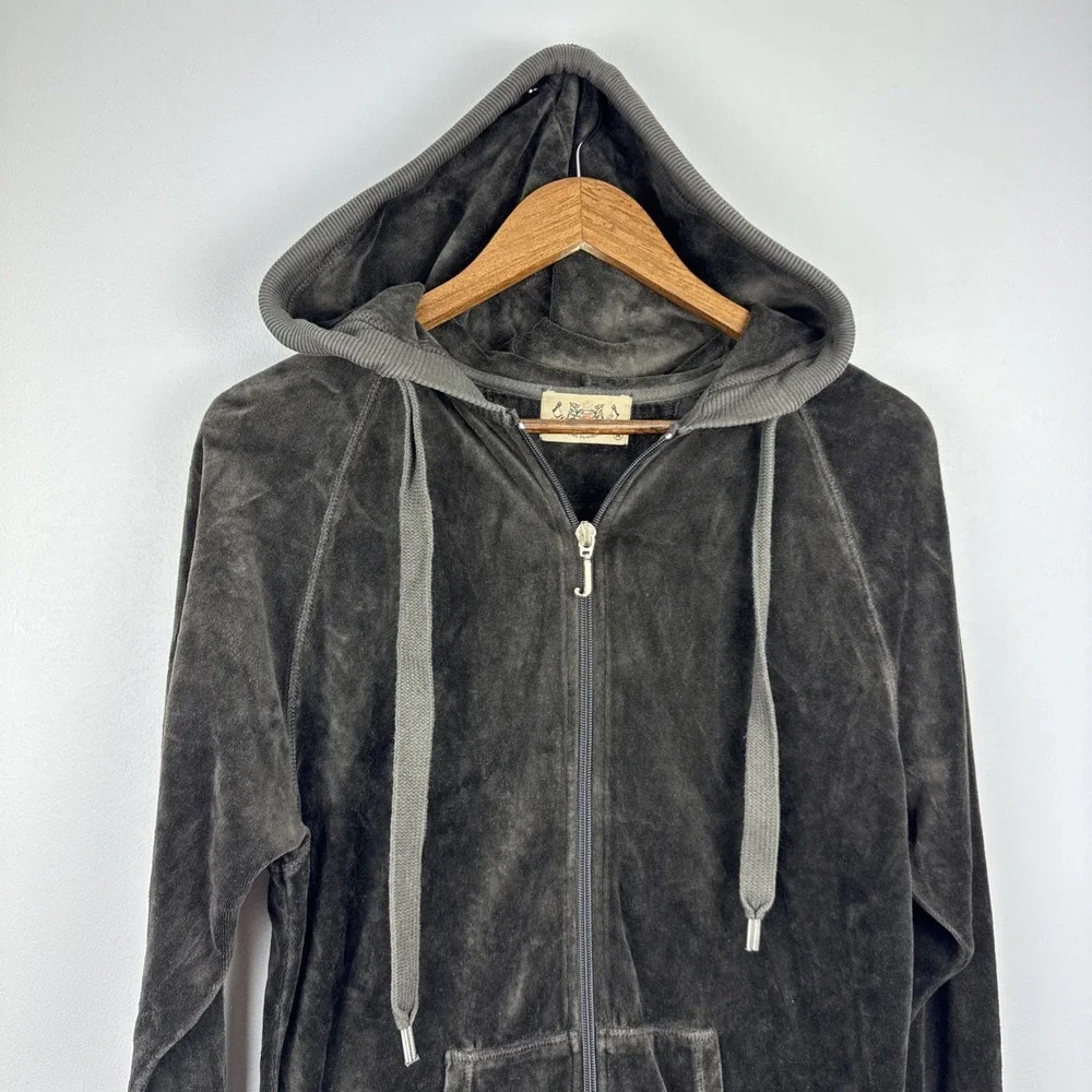 Vintage Juicy Couture Track Jacket Women's Medium Brown Hood Fullzip‎ USA Y2K
